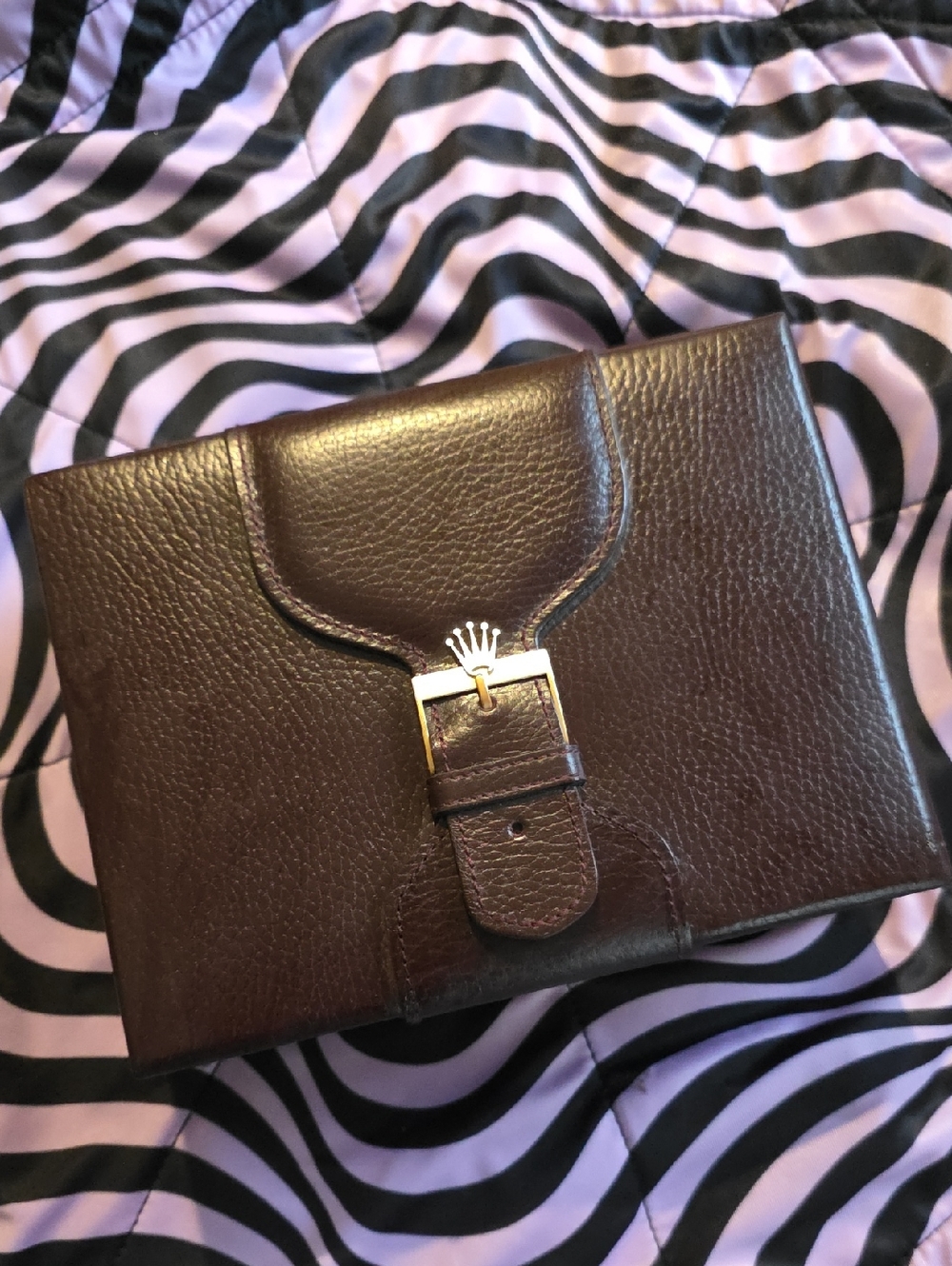 Rolex Brown Leather Case with Gold Lettering